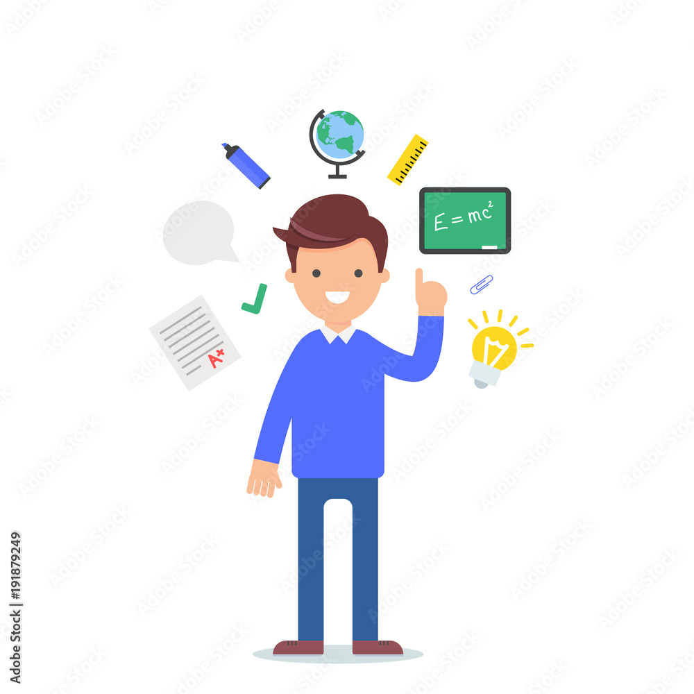 Teacher vector illustration, male character flat style Teacher vector illustration, male character flat style
