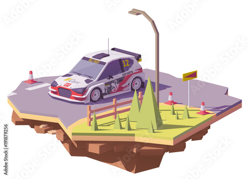 Vector low poly rally racing car