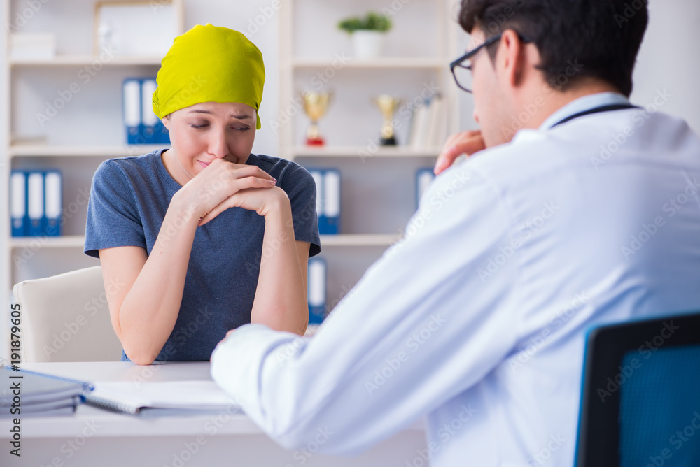 Cancer patient visiting doctor for medical consultation in clini Cancer patient visiting doctor for medical consultation in clini