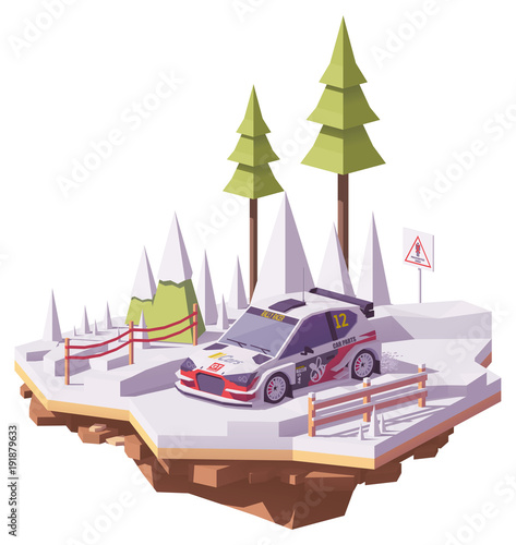 Vector low poly rally racing car