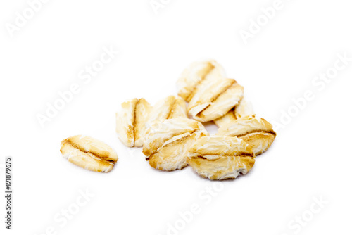 Pile of healthy oatmeal isolated on white background