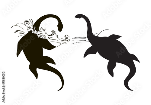 Plesiosaur dinosaur. Vector drawing