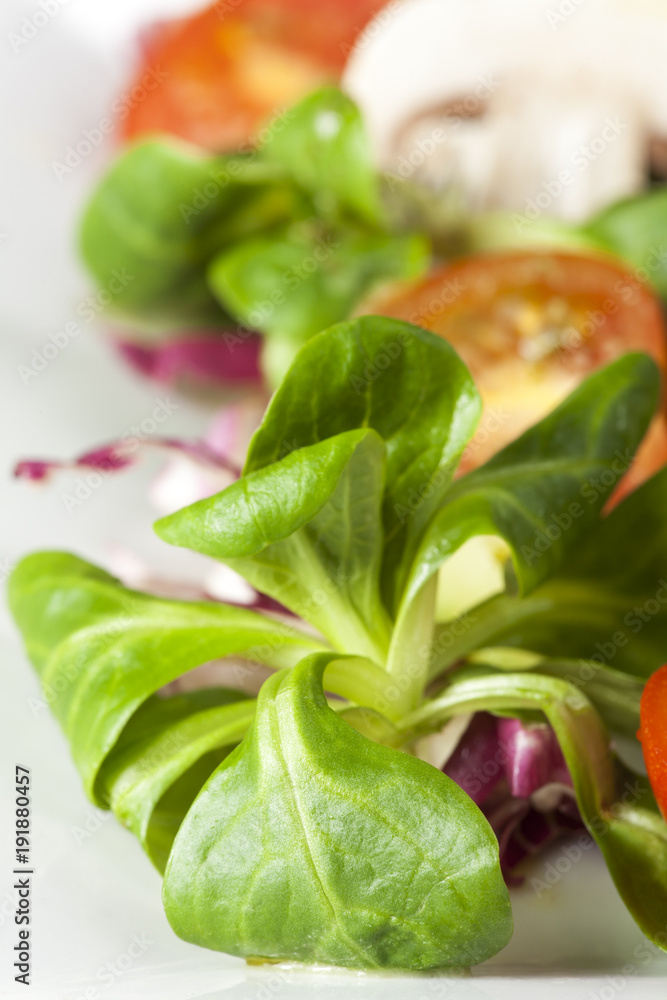 Nahaufnahme von gemischtem Salat auf einem Teller