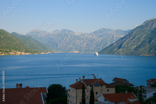 View of Bay of Kotor on a sunny day