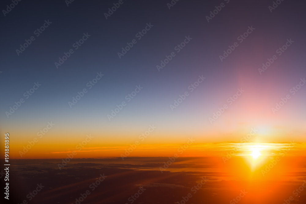 Aerial view of a clear sky at sunset