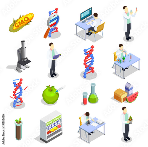 Genetically Modified Organisms Isometric Icons