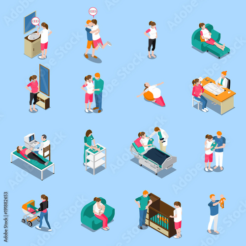 Pregnancy Isometric Icons