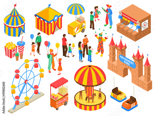Amusement Park Isometric Set