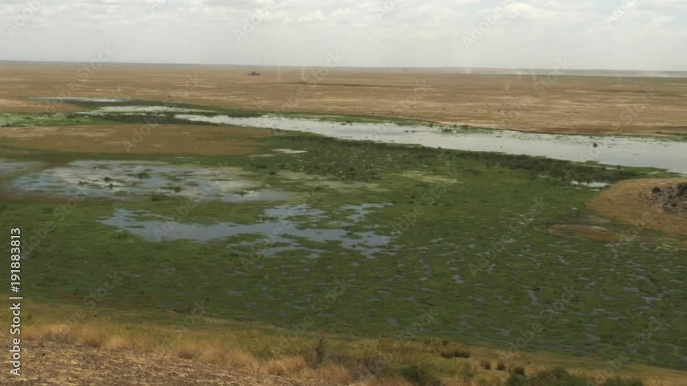 pan of enkongo narok swamp from observation hill in amboseli national park, kenya pan of enkongo narok swamp from observation hill in amboseli national park, kenya