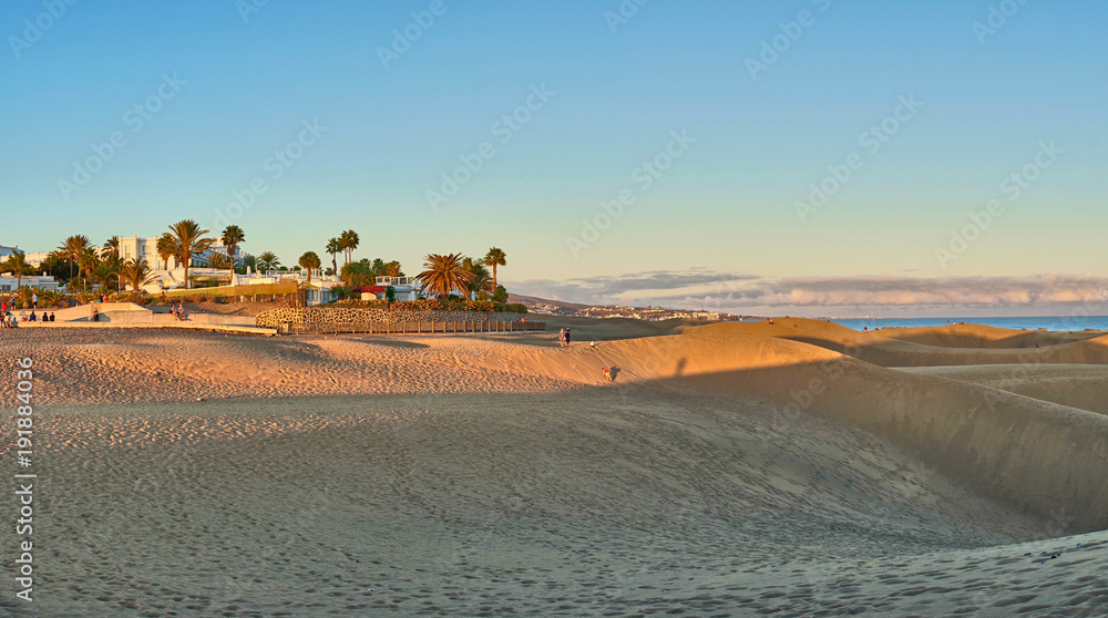 Sunset over sand dunes on Canary islands / Maspalomas - Spain Sunset over sand dunes on Canary islands / Maspalomas - Spain
