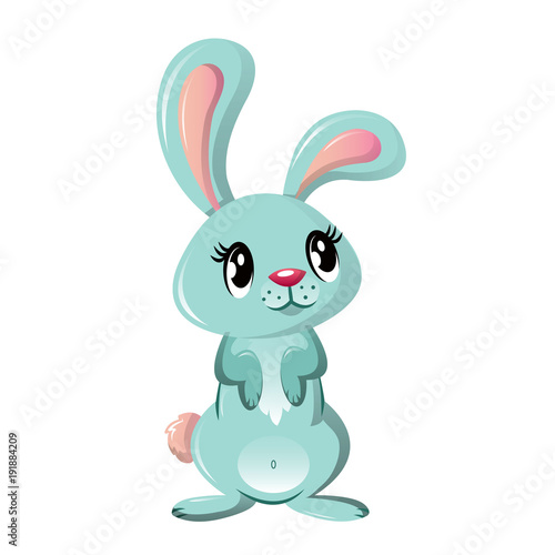 Beautiful funny little rabbit  pet. Lovely fluffy cartoon rabbit.