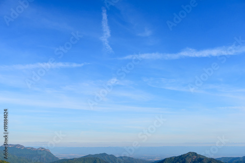 Blue sky with clouds. Looking up view