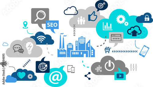 online marketing / social media marketing / SEO vector illustration