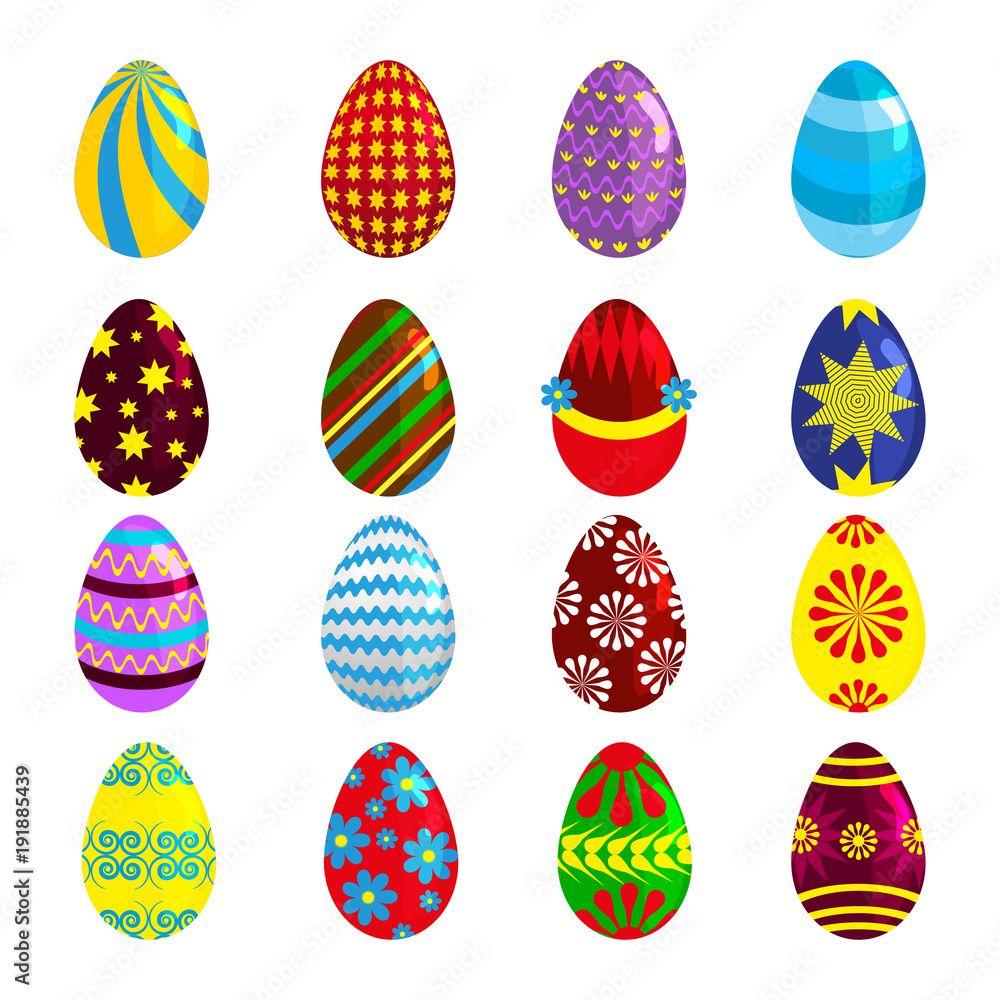 Easter eggs for Easter holidays design on white background.