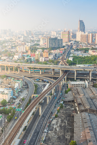 BANGKOK, THAILAND - February 9, 2018 : The Bangkok Mass Transit System (BTS) at Bangna station in Bangkok Thailand.City scape view on metropolis of Thailand.