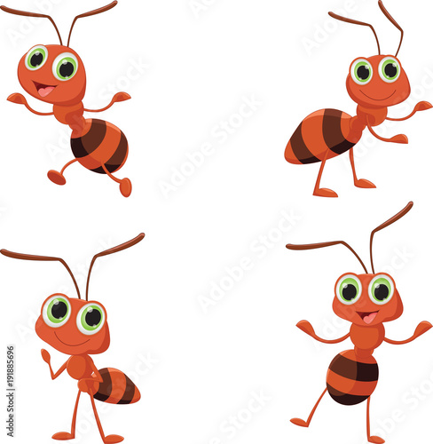 illustration of happy ant cartoon