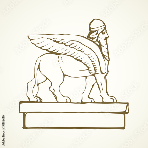 Bilde på lerret Ancient griffin. Vector drawing