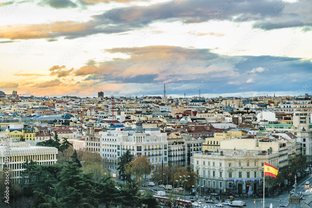 Aerial View Madrid Cityscape