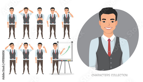 Set of emotions for business man.