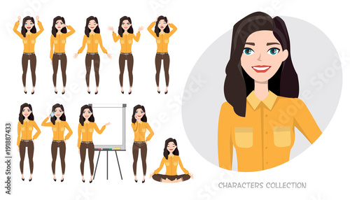 Set of emotions for business woman.