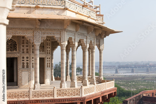 Interior elements of the Red Fort in Agra, India