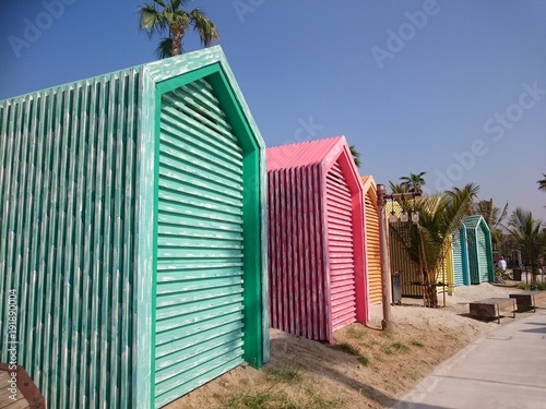 Beach huts on Jumeriah Public beach Dubai