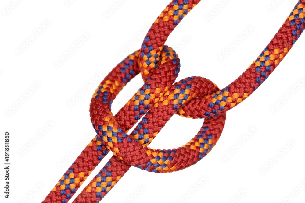 roter isolierter Seilknoten roter isolierter Seilknoten