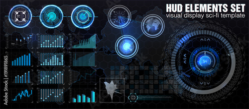 HUD UI. Abstract virtual graphic touch user interface. Infographic. Vector science abstract.  Vector illustration. Futuristic user interface. Sky-fi HUD. Vector eps10.