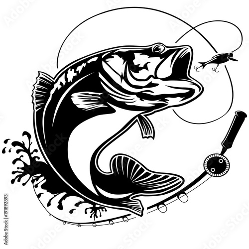 Fishing bass logo isolated photo