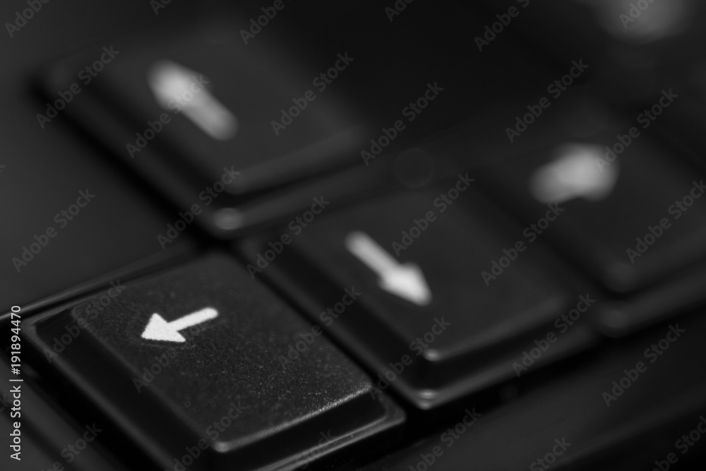 Black computer keyboard close up