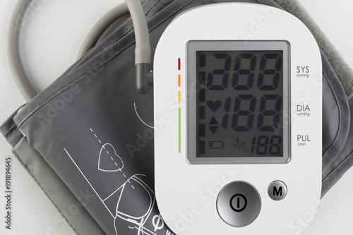 white tonometer on white background, medical device, readings