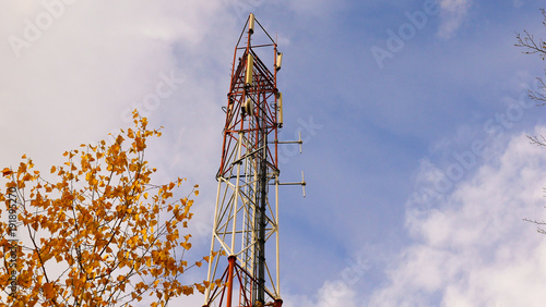 Transmitter tower during autumn
