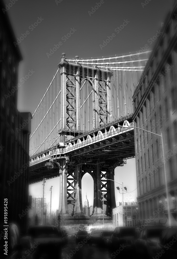 Fototapeta premium Most Brookliński w Nowym Jorku w sepii