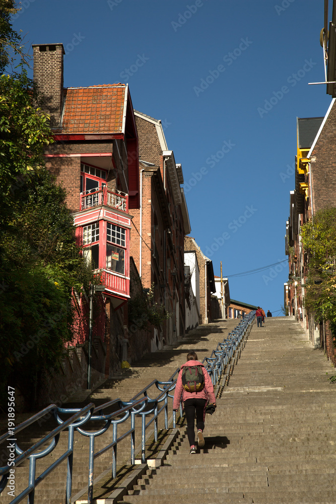 Montagne de Bueren staircase in Liege in Belgium