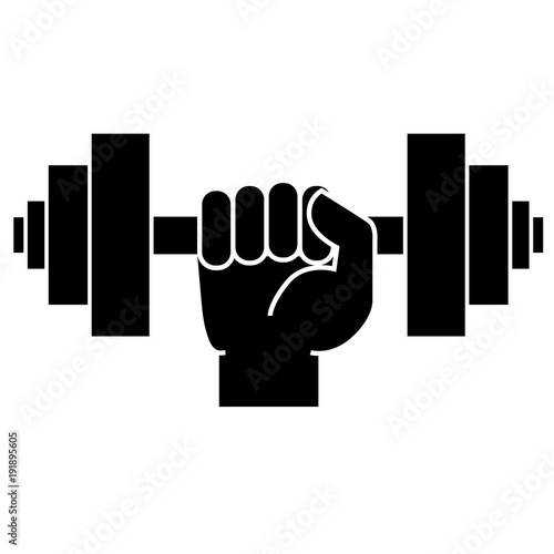 Dumbbell in hand. Icon