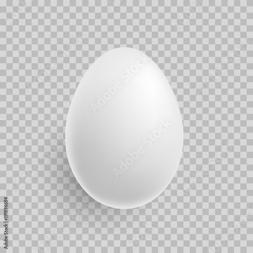 Egg. Realistic white egg icon isolated on transparent background. Vector.