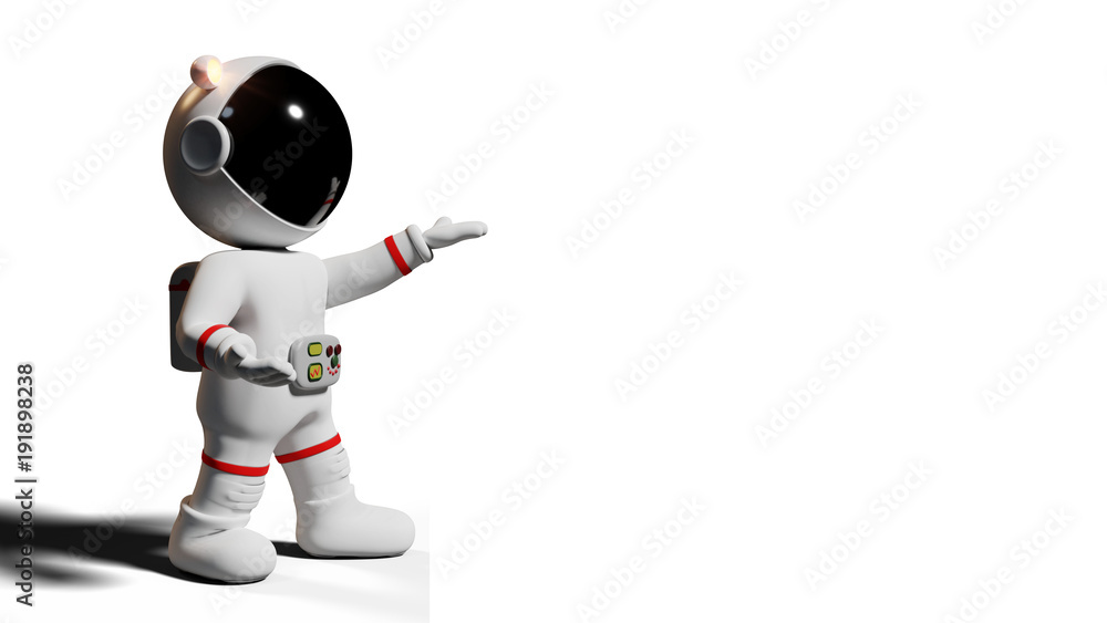 astronaut, 3d cartoon character presenting an empty space (3d rendering isolated on white background) astronaut, 3d cartoon character presenting an empty space (3d rendering isolated on white background)