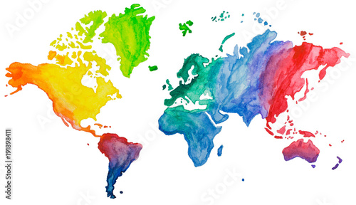 Naklejka na szafę Atlas świata kreślony farbami akrylowymi