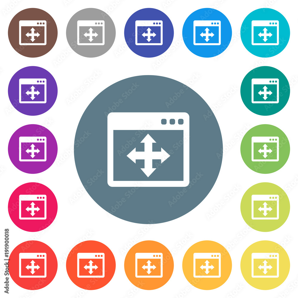 Move window flat white icons on round color backgrounds Move window flat white icons on round color backgrounds