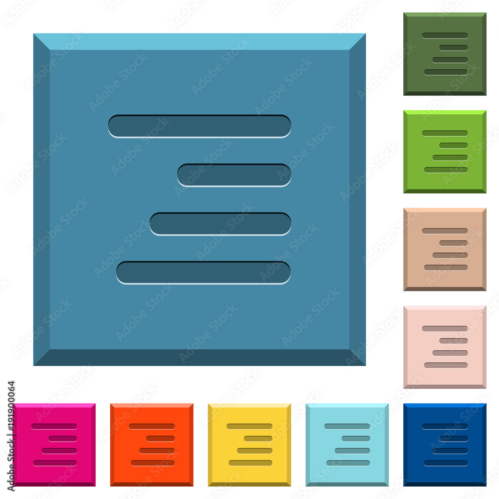 Text align right engraved icons on edged square buttons Text align right engraved icons on edged square buttons