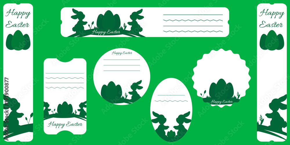 Easter set of patterns with eggs, bunnies and flowers. For romantic and Easter design, announcements, greeting cards, posters, advertising Easter set of patterns with eggs, bunnies and flowers. For romantic and Easter design, announcements, greeting cards, posters, advertising