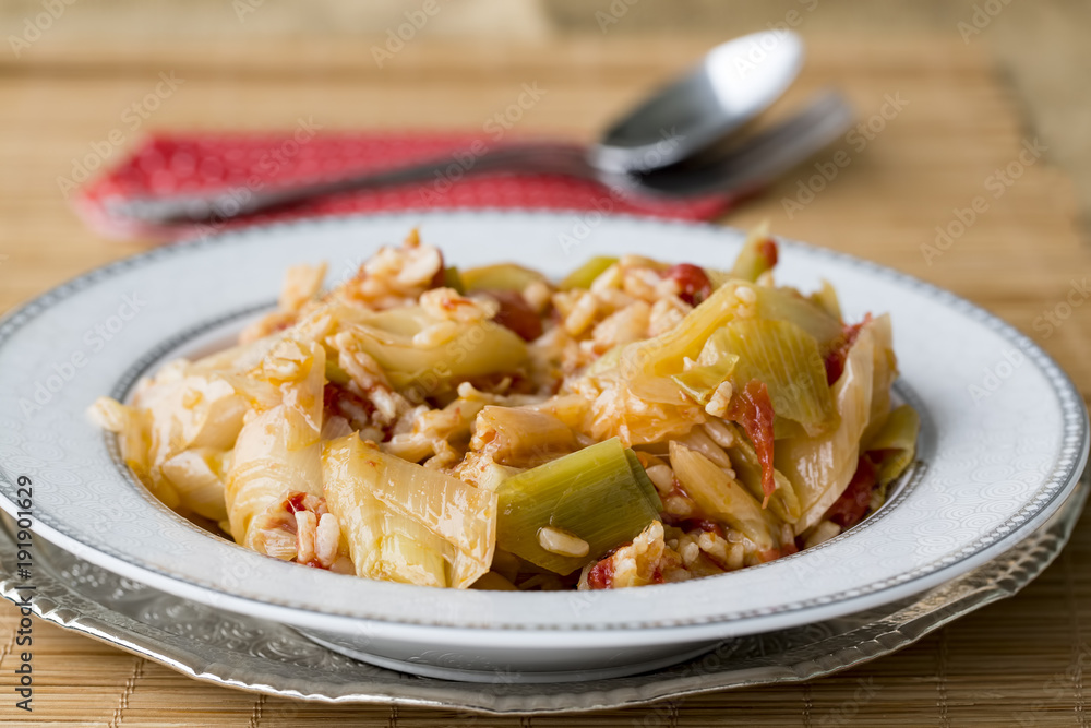 Turkish foods; leek with olive oil (zeytinyagli pirasa) Turkish foods; leek with olive oil (zeytinyagli pirasa)