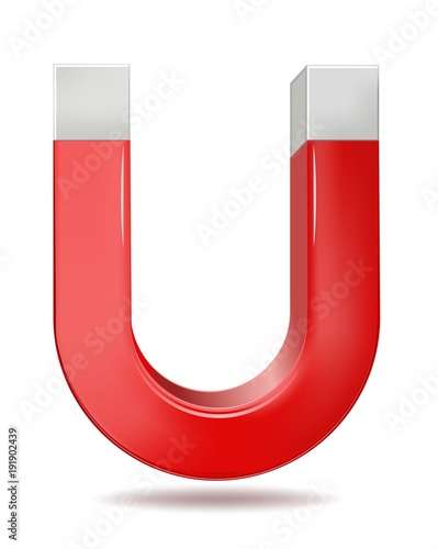 Vector illustration of red horseshoe magnet