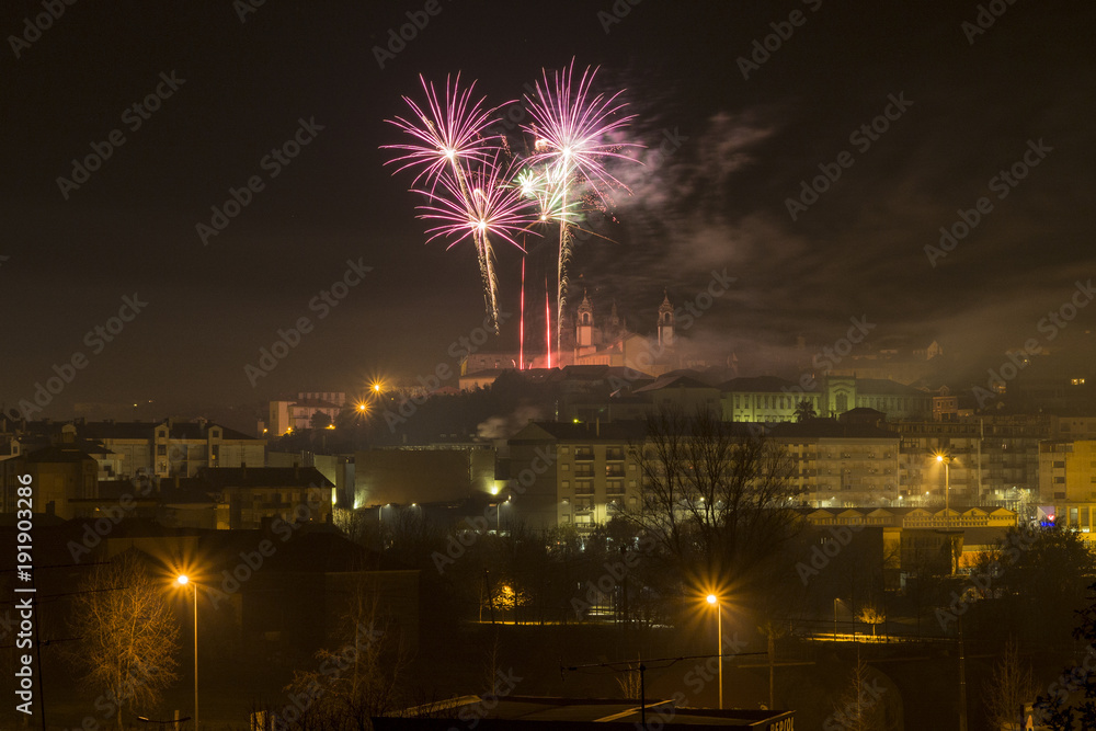 Naklejka premium Fireworks at night in Viseu