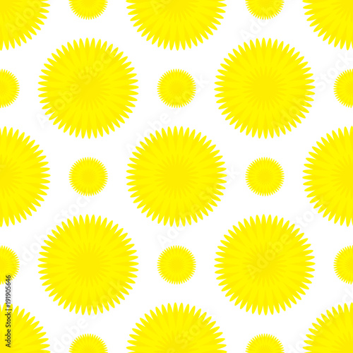 Fototapeta Naklejka Na Ścianę i Meble -  Vector illustration of dandelion. Taraxacum Officinale herb flower seamless pattern on white.