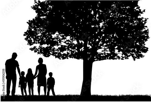 Family silhouettes in nature.