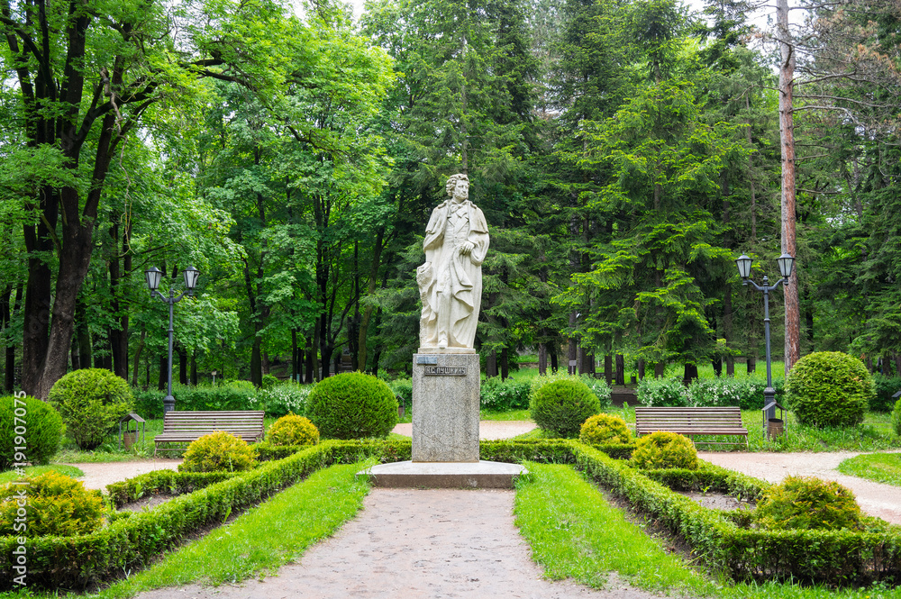 Sculpture to Pushkin in the Spa Park in Kislovodsk