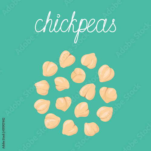 
Heap of chickpeas. Portion of chickpeas. Vector hand drawn illustration.