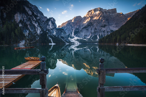 Typical beautiful landscape in Dolomites photo