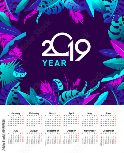 tropical calendar 2019 year